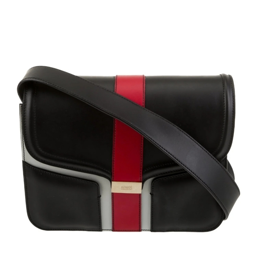 Vintage Armani Collezioni Leather Purse – Black, Red & White with Tags